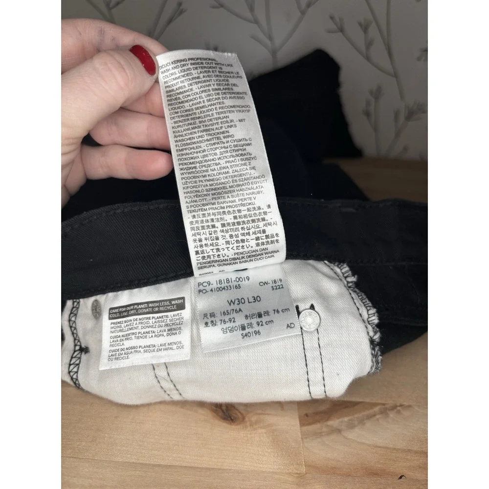 Levi's Men's Reg. Fit Straight Black Denim Jeans Stretch Dark Wash Classic 30x30